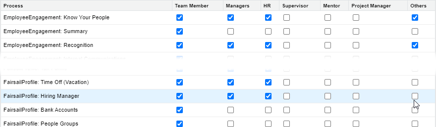 Screenshot: Selecting Others for the Hiring Manager process